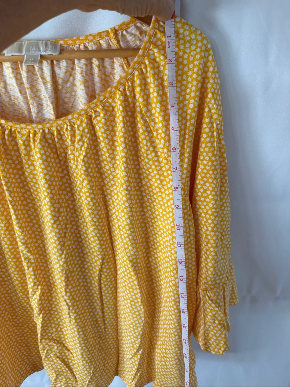 Michael Kors Yellow Printed Scoop-Neck Blouse